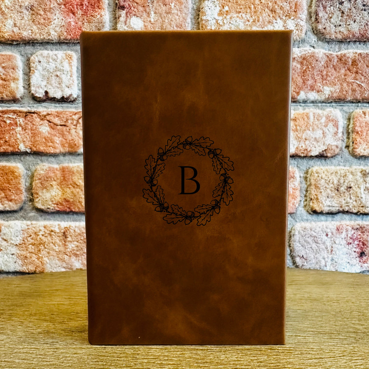 Custom Fall Monogram Leather Journal - monogram letter B