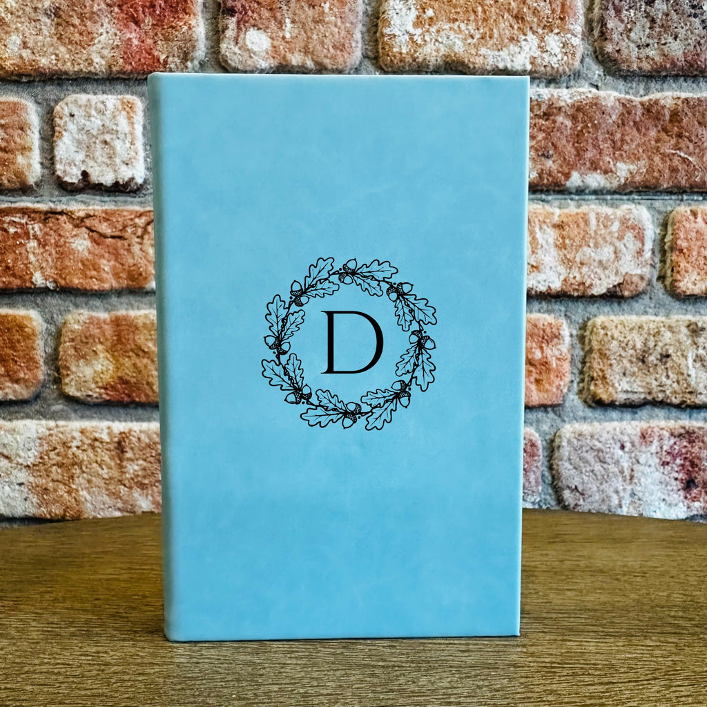 Custom Fall Monogram Leather Journal - monogram letter D