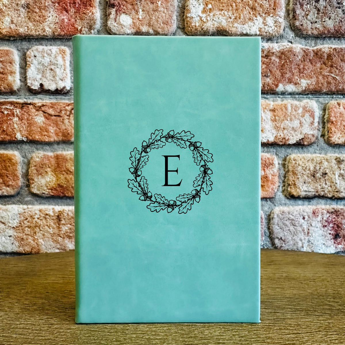 Custom Fall Monogram Leather Journal - monogram letter E