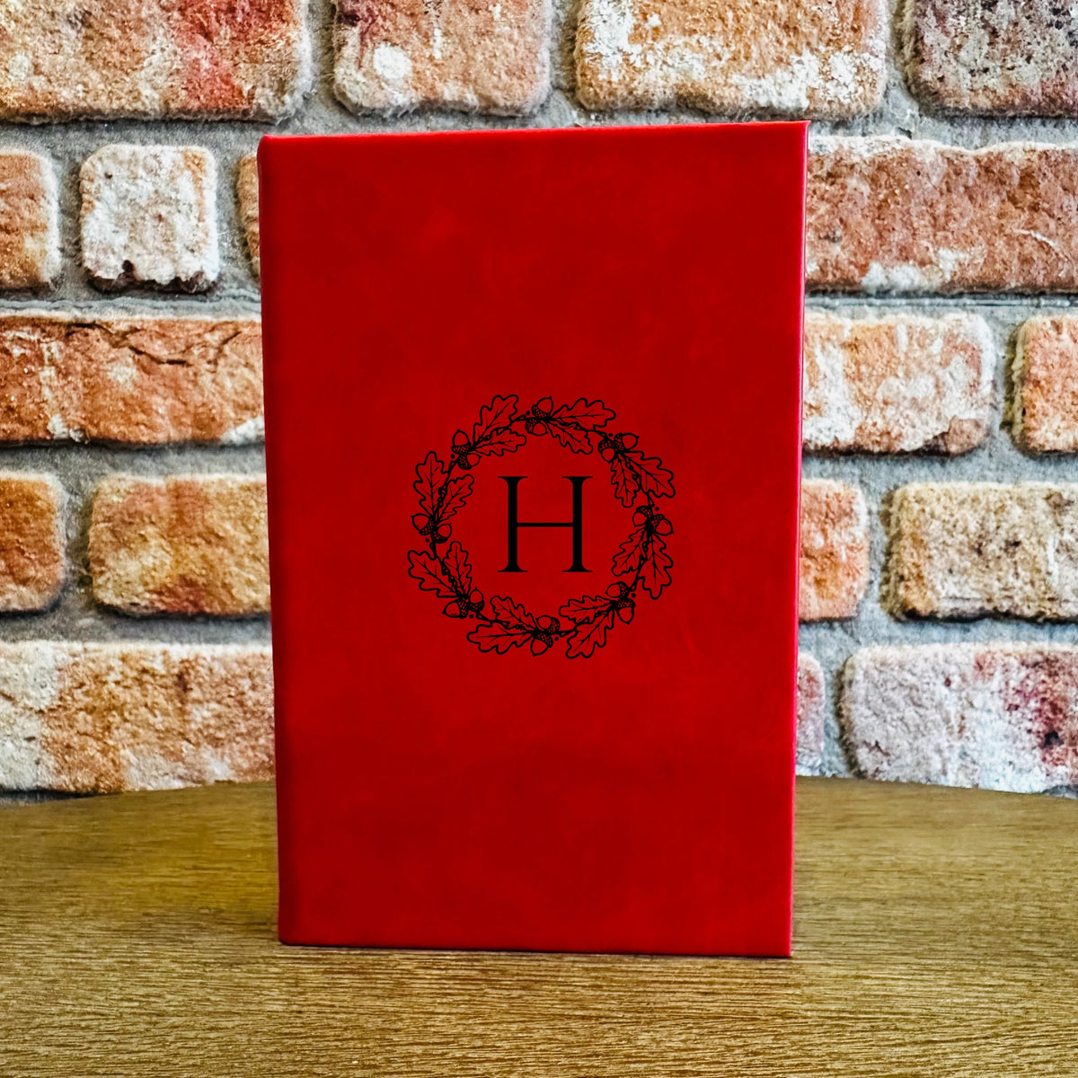 Custom Fall Monogram Leather Journal - monogram letter H