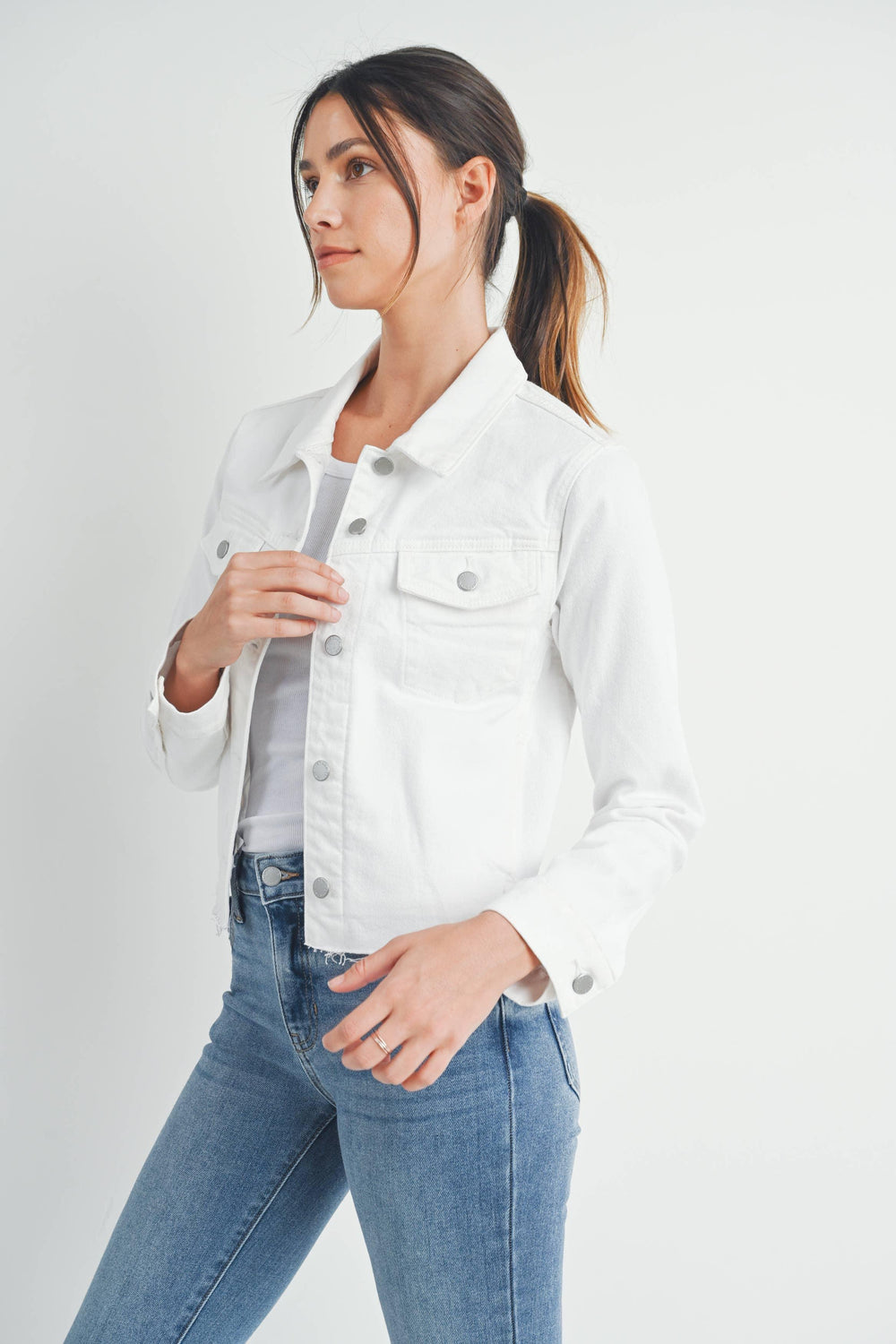 Just USA Jeans - JA232 - WHT - Fitted Fray Jacket - Rust & Refined