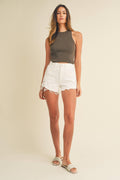 Just USA Jeans - JH359-A - WHT - Vintage Frayed Hem Short - Rust & Refined