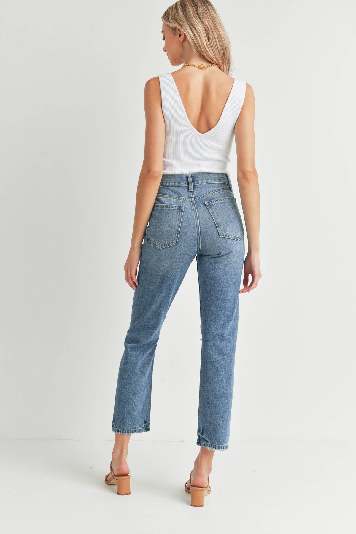 Just USA Jeans - JP181N - MED - Non Stretch Distressed Straight: 8 - Rust & Refined