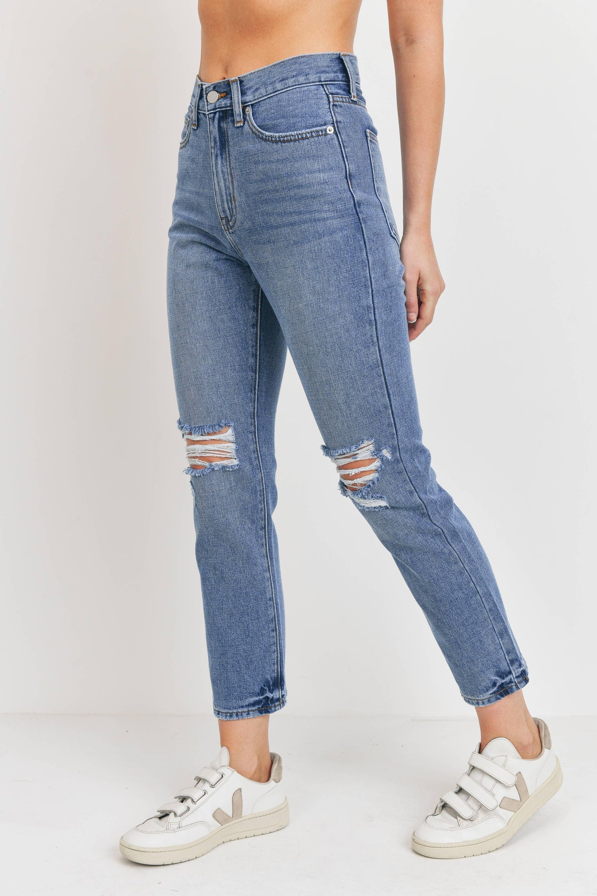 Just USA Jeans - JP181N - MED - Non Stretch Distressed Straight: 8 - Rust & Refined