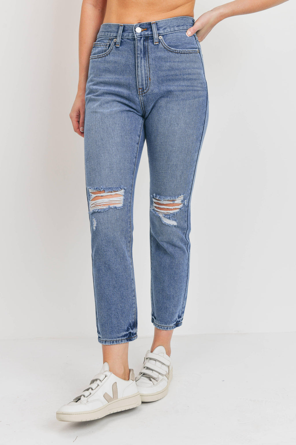 Just USA Jeans - JP181N - MED - Non Stretch Distressed Straight: 8 - Rust & Refined