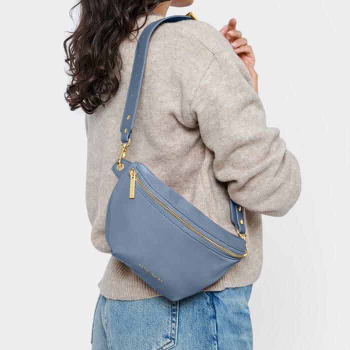 Nylon-Luxe Belt Bag in Blue Skye