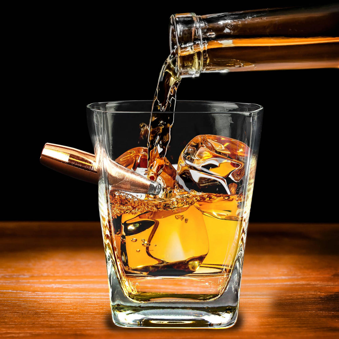 Last Man Standing Whiskey Glass w/ Bullet - Rust & Refined