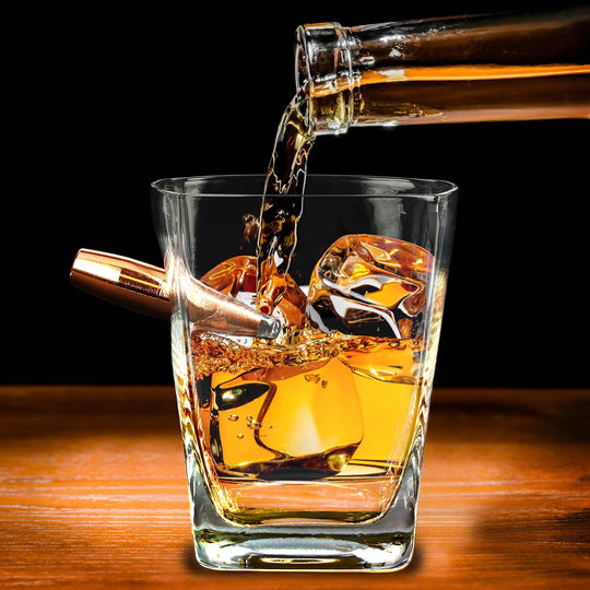 Last Man Standing Whiskey Glass w/ Bullet - Rust & Refined