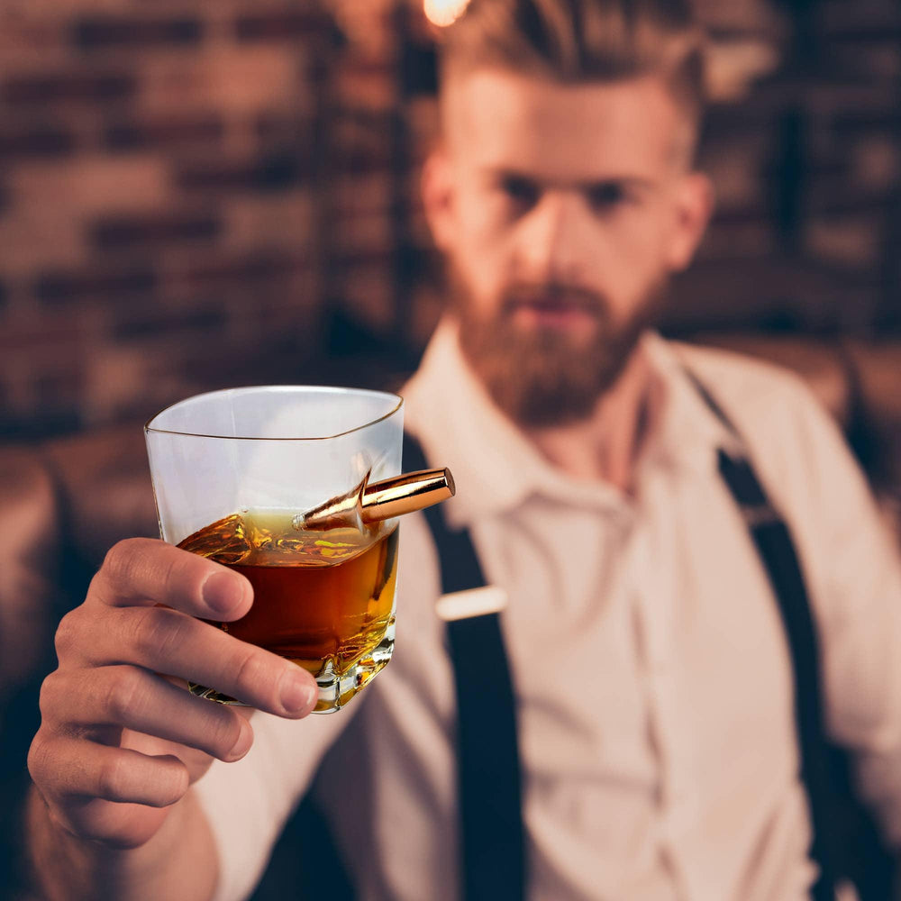Last Man Standing Whiskey Glass w/ Bullet - Rust & Refined