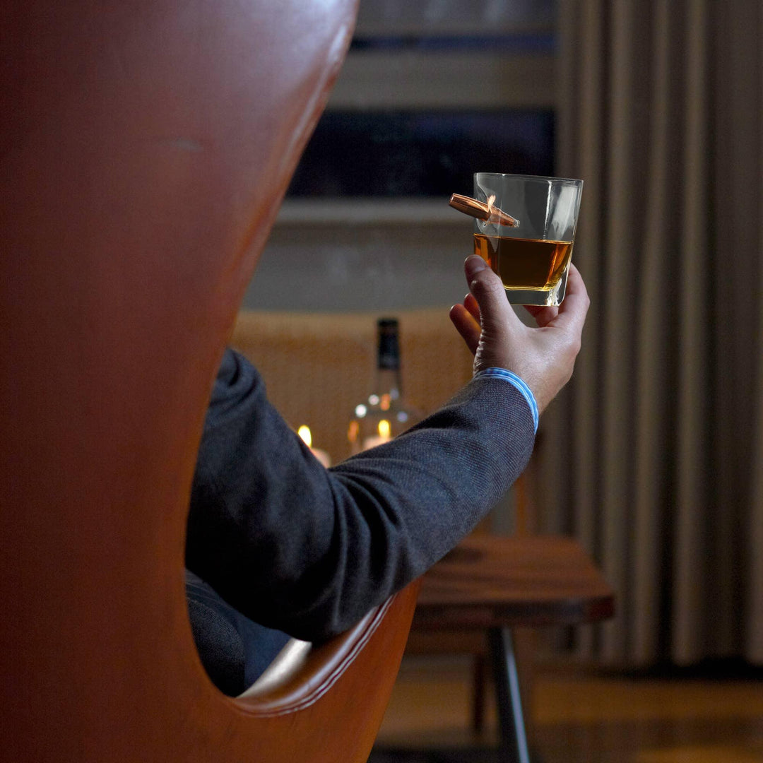 Last Man Standing Whiskey Glass w/ Bullet - Rust & Refined