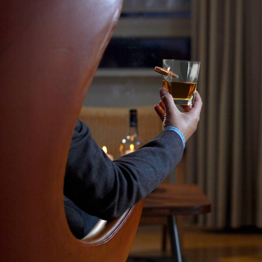 Last Man Standing Whiskey Glass w/ Bullet - Rust & Refined