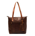Leather Tote Bag with Zipper - Coffee Brown - Rust & Refined