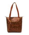 Leather Tote Bag with Zipper - Hazelnut Brown - Rust & Refined