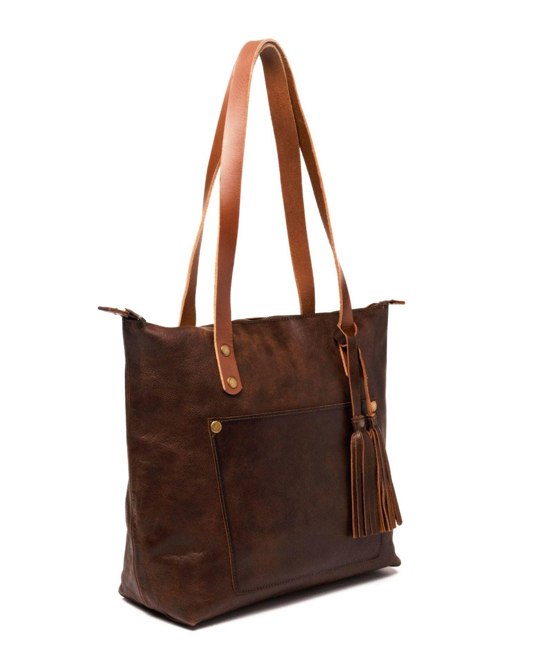 Leather Tote with Zipper - Medium / Saddle Brown - Rust & Refined