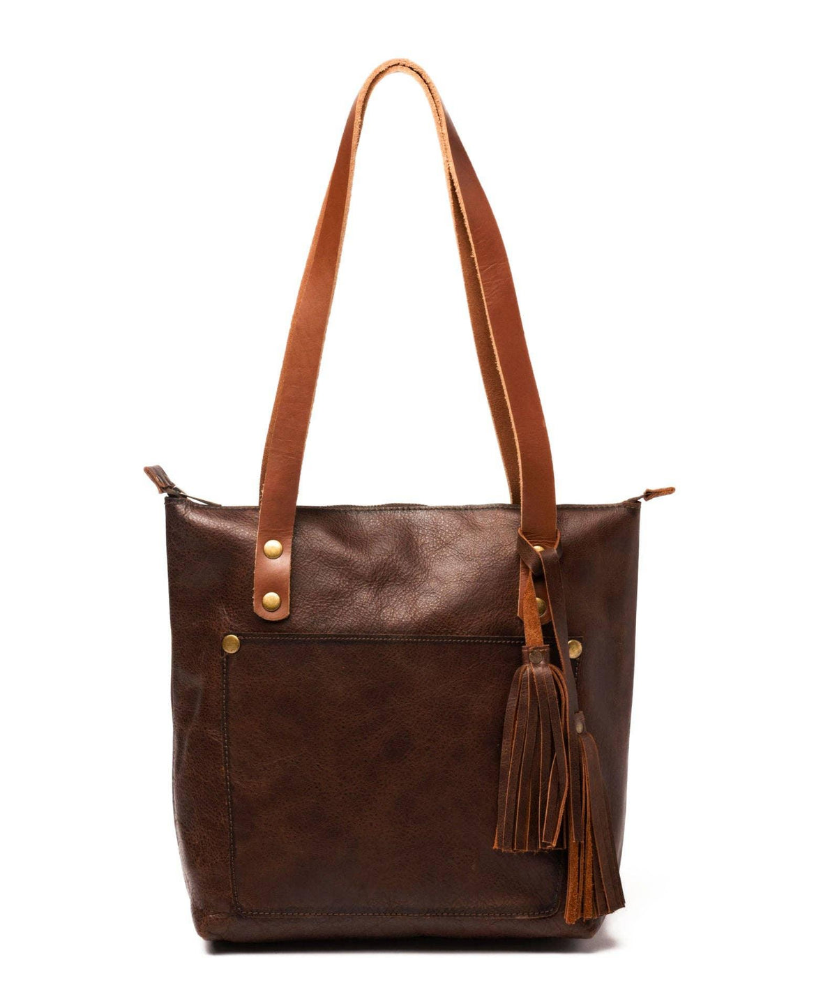 Leather Tote with Zipper - Small / Saddle Brown - Rust & Refined
