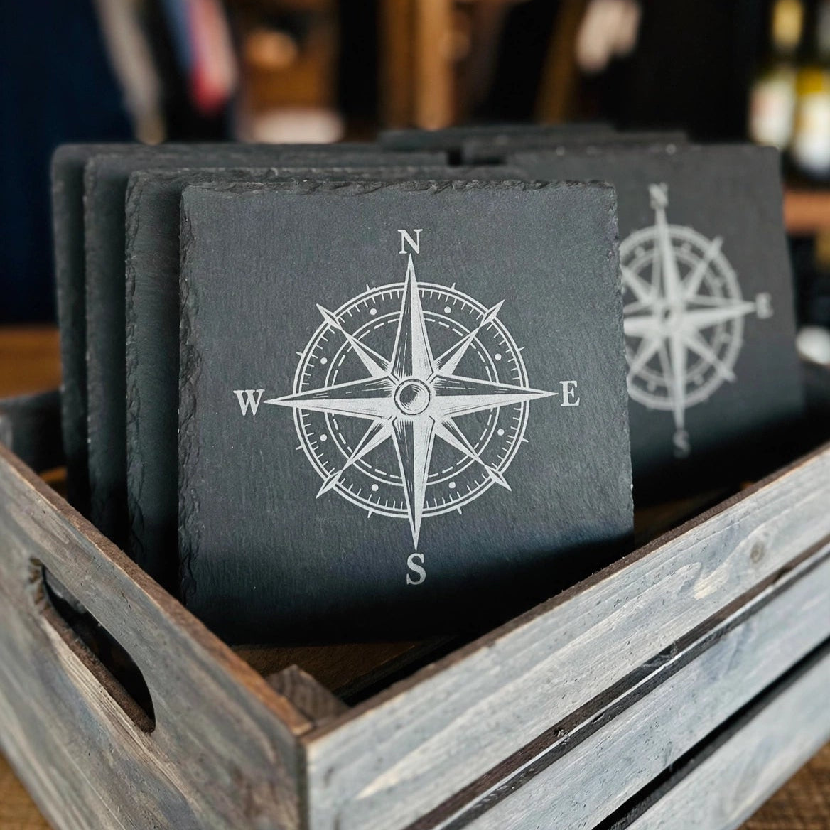 Compass Rose Slate Coaster