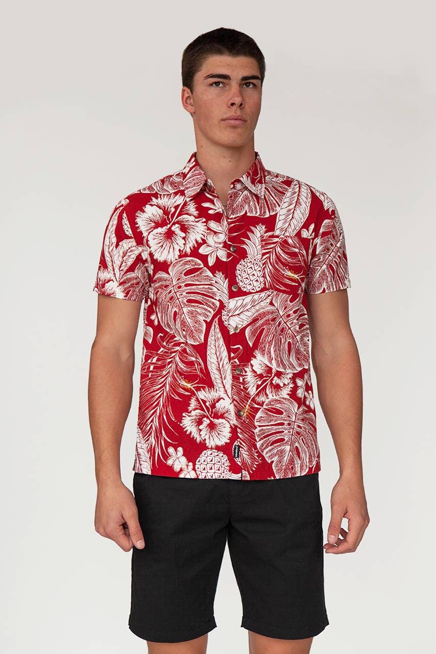 Men's Hawaiian Woven Button Down Shirt - Mint Julep - Rust & Refined