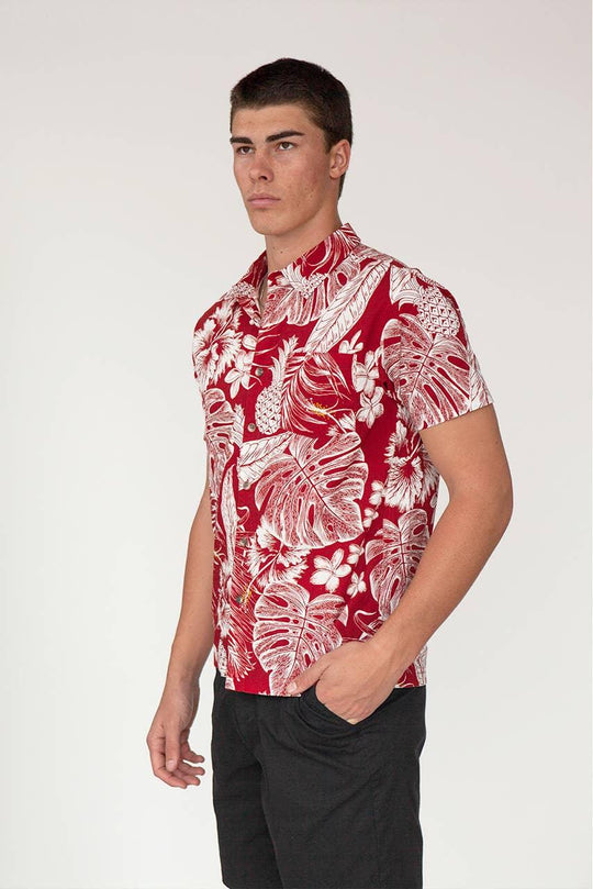 Men's Hawaiian Woven Button Down Shirt - Mint Julep - Rust & Refined