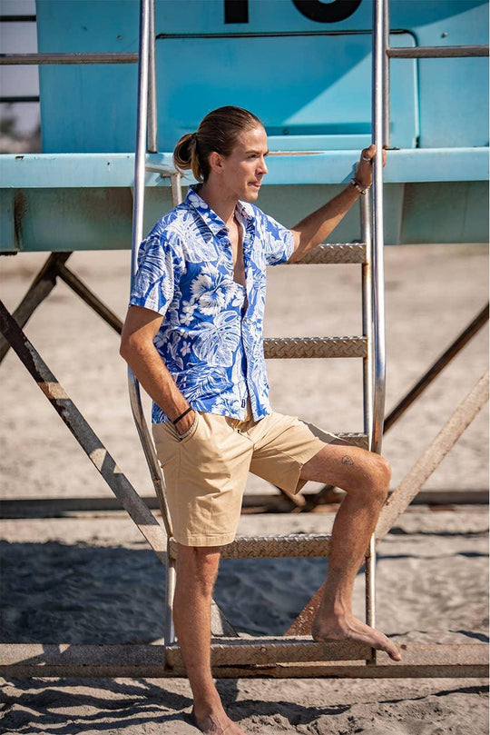 Men's Hawaiian Woven Button Down Shirt - Mint Julep - Rust & Refined