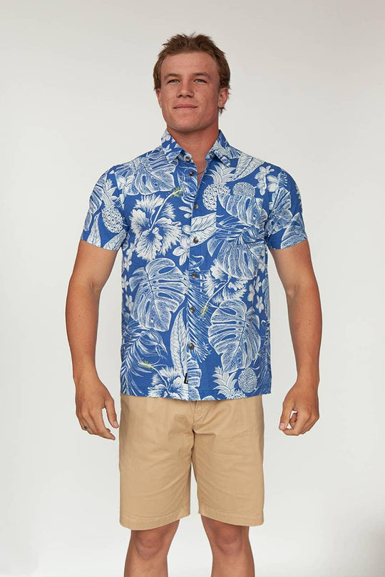 Men's Hawaiian Woven Button Down Shirt - Mint Julep - Rust & Refined