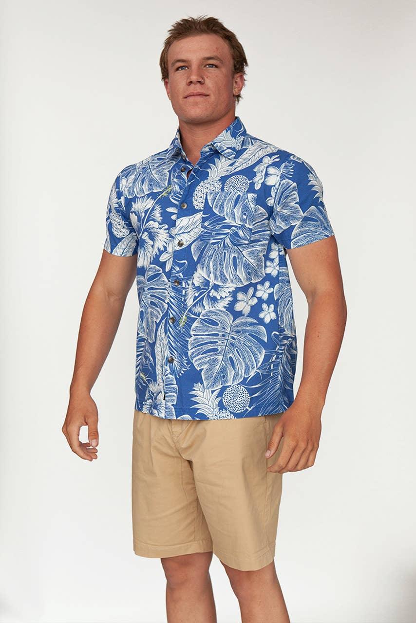 Men's Hawaiian Woven Button Down Shirt - Mint Julep - Rust & Refined