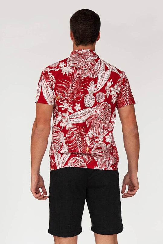 Men's Hawaiian Woven Button Down Shirt - Mint Julep - Rust & Refined