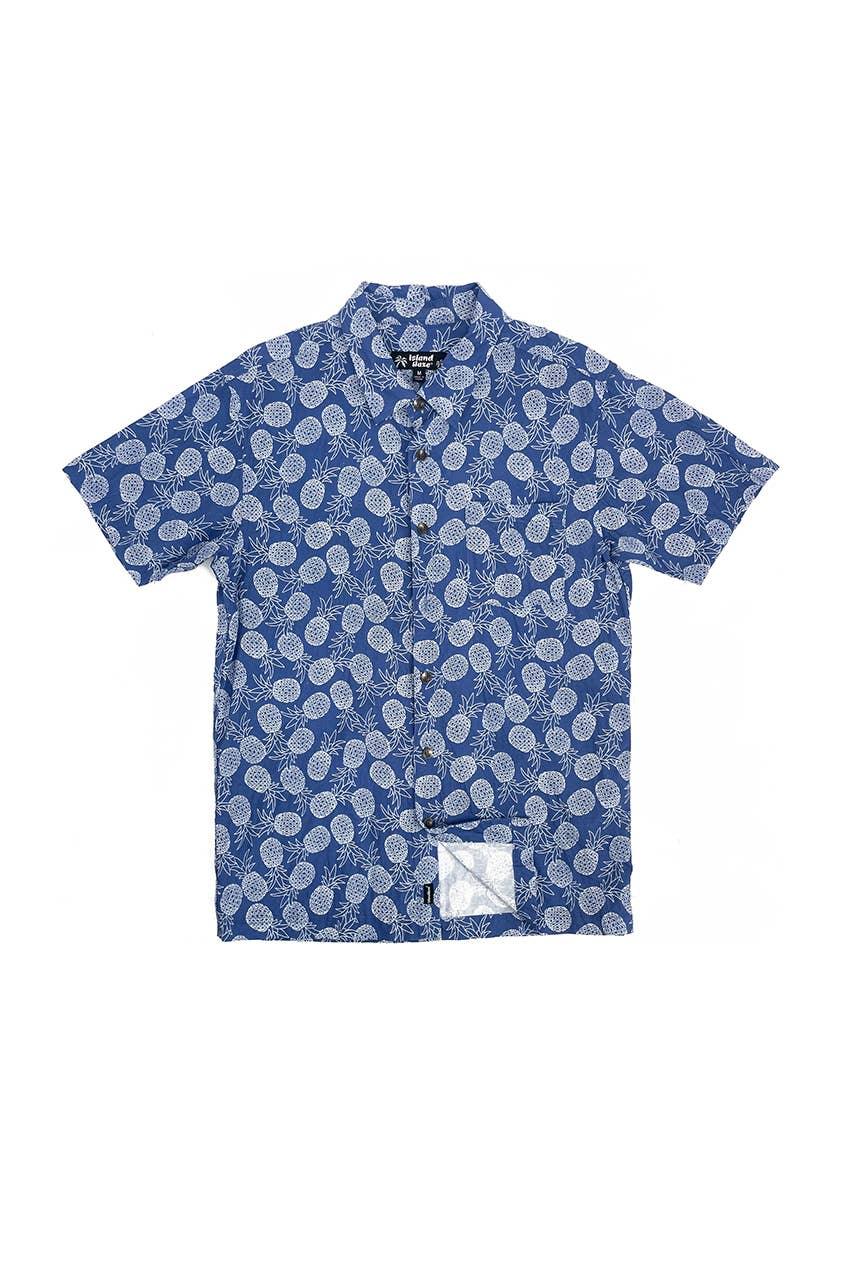 Men's Hawaiian Woven Button Down Shirt - Pineapple - Rust & Refined