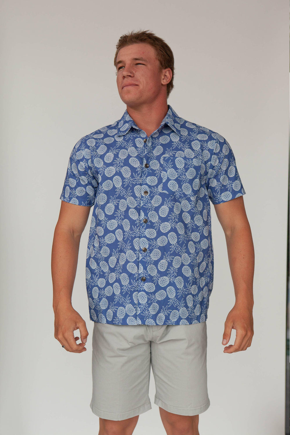 Men's Hawaiian Woven Button Down Shirt - Pineapple - Rust & Refined