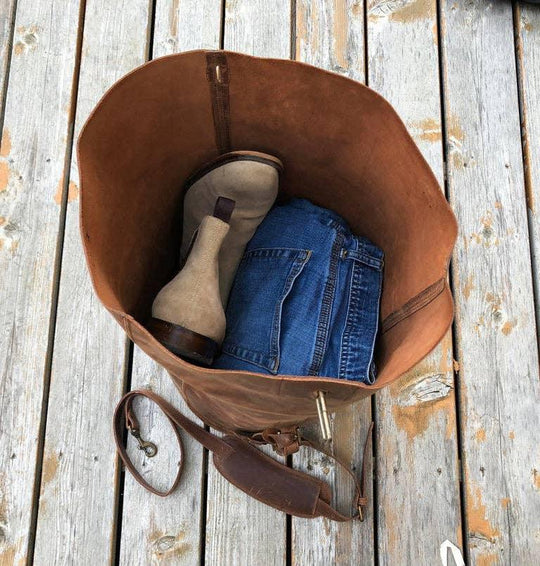 Military Leather Duffle Bag - Rust & Refined