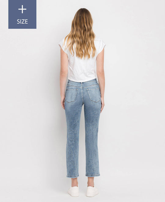 Plus Size Vintage High Rise Crop Straight Jeans with Stretch - Rust & Refined