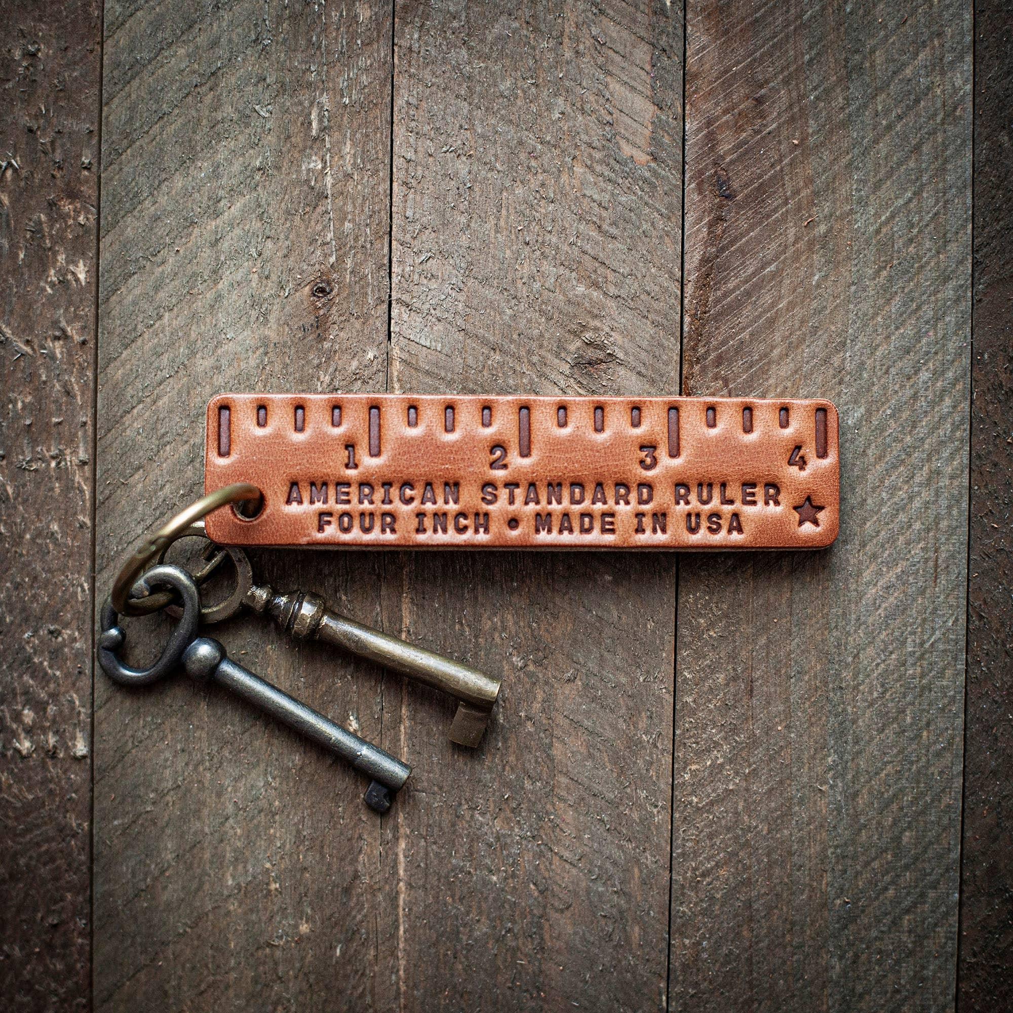 Pocket Ruler Leather Keychain - Rust & Refined