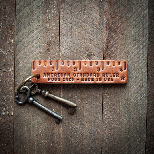Pocket Ruler Leather Keychain - Rust & Refined