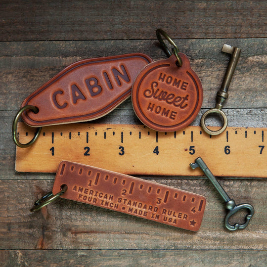 Pocket Ruler Leather Keychain - Rust & Refined
