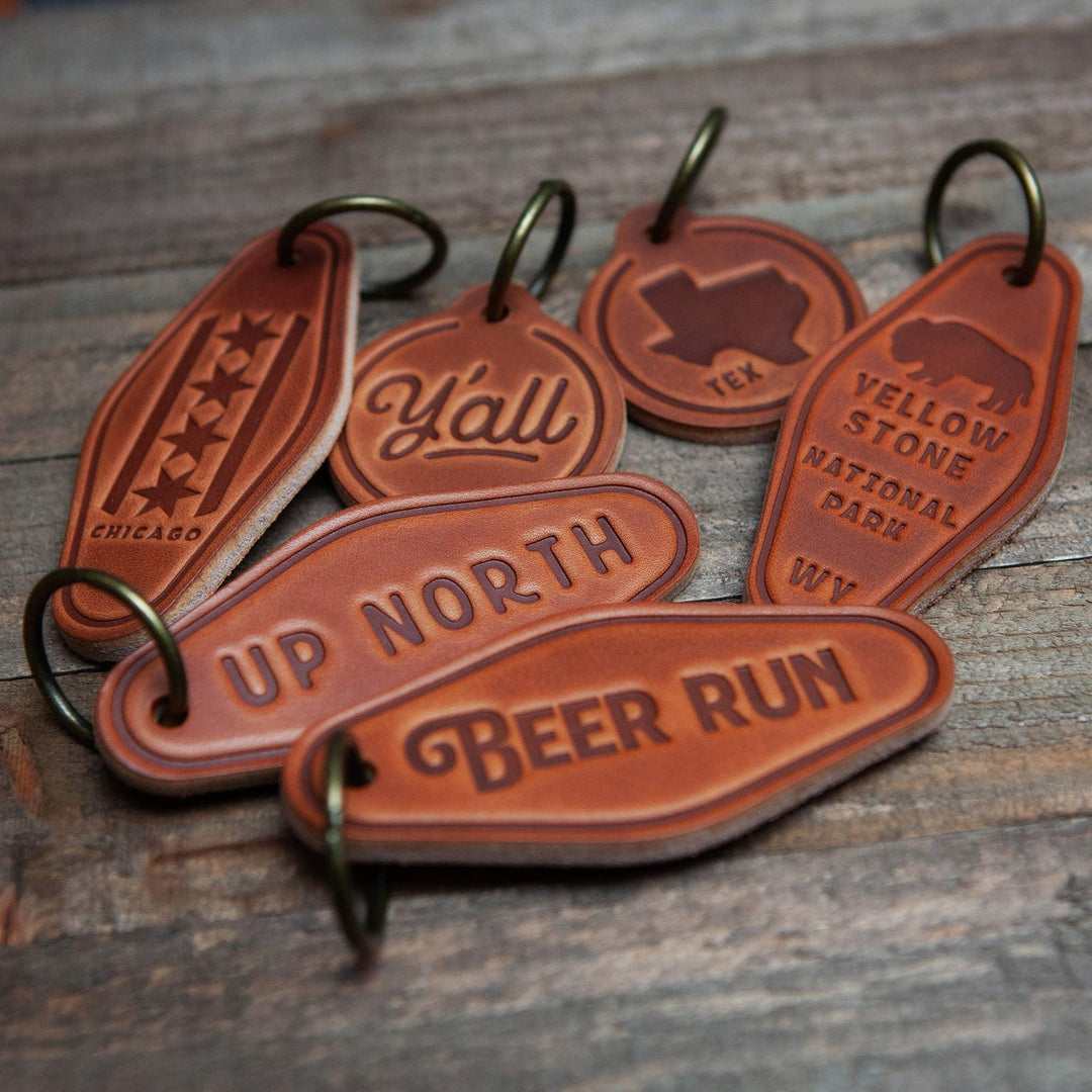 Pocket Ruler Leather Keychain - Rust & Refined