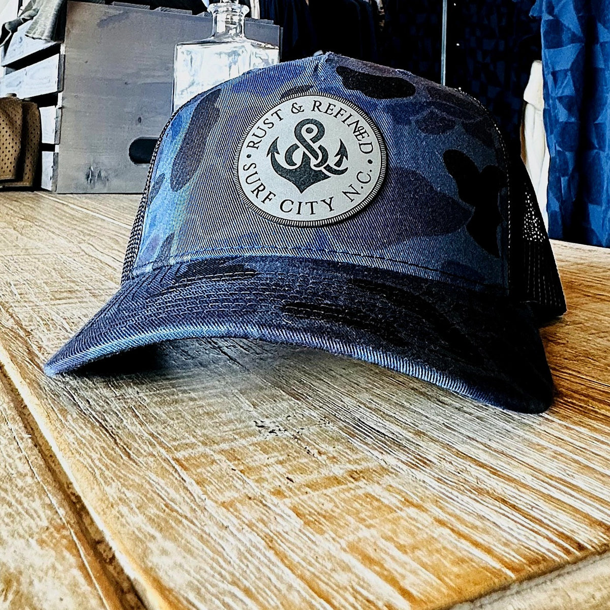 R&R Anchor Dark Blue Camo Trucker Hat