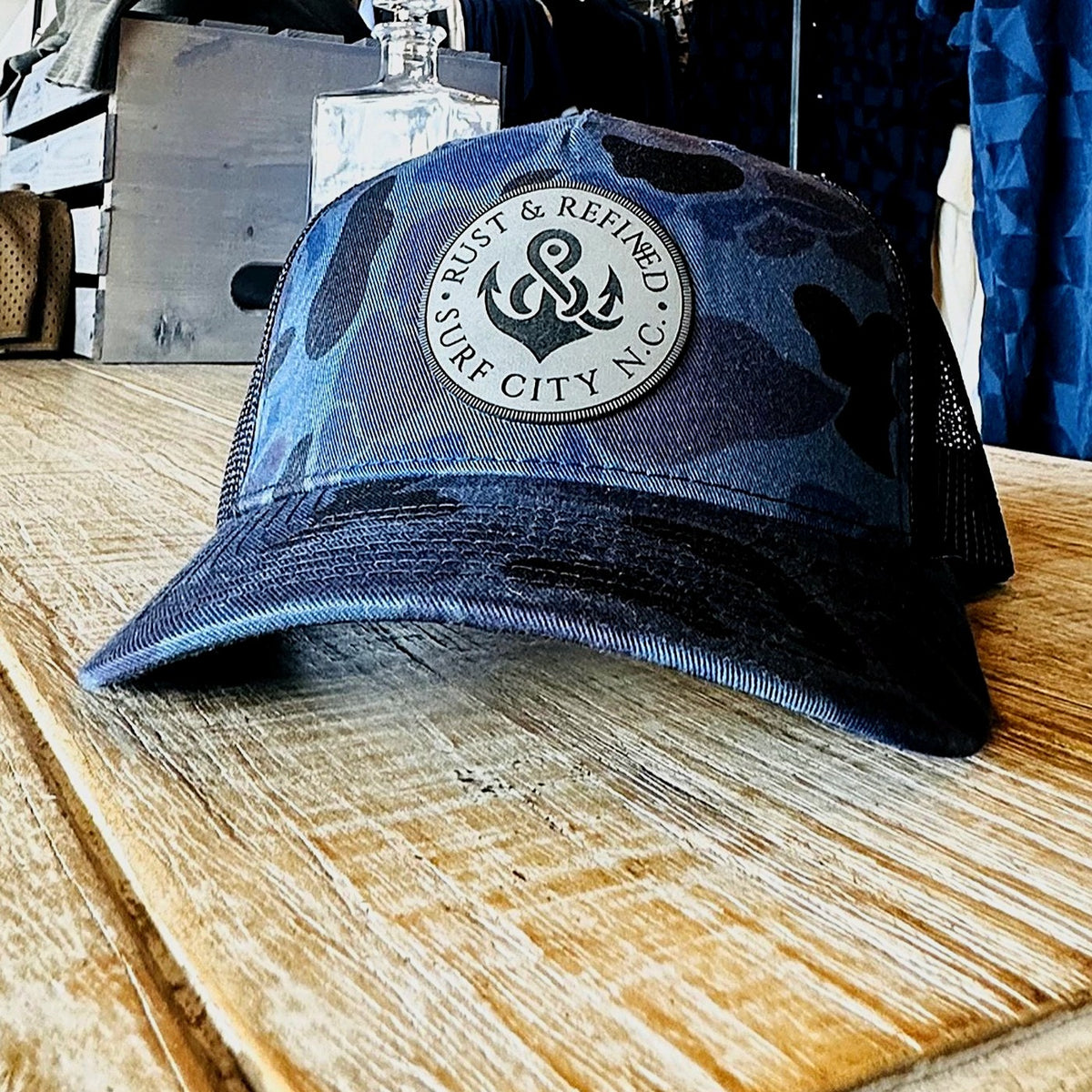 R&R Anchor Dark Blue Camo Trucker Hat