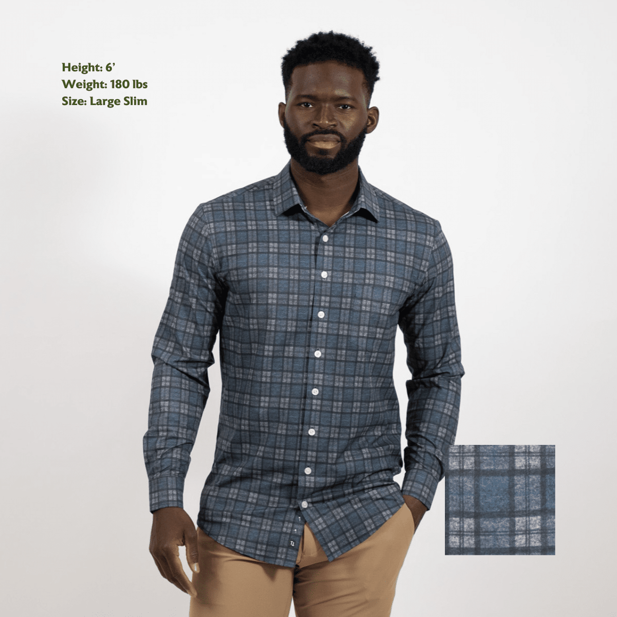 Hustle Sport Shirt - Long Sleeve - Navy Grey Flannel