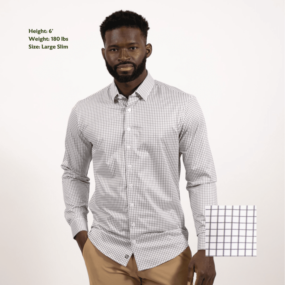 Hustle Sport Shirt - Long Sleeve - Grey Mini Grid