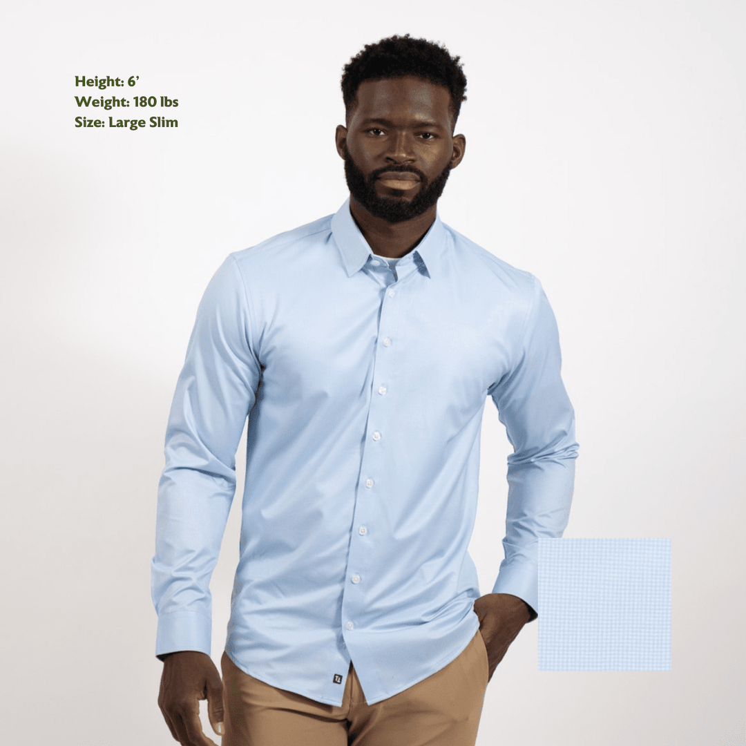 Hustle Sport Shirt - Long Sleeve - Blue Micro Houndstooth