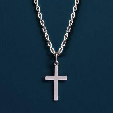 Sterling Silver Cross Necklace for Men (Cable): 22 inches - Rust & Refined