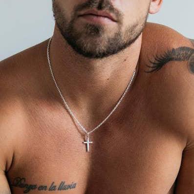 Sterling Silver Cross Necklace for Men (Cable): 24 inches - Rust & Refined