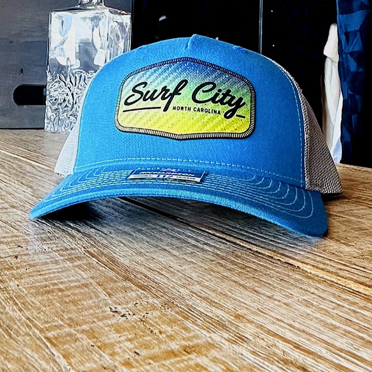 Surf City Script Trucker Hat - Blue/White