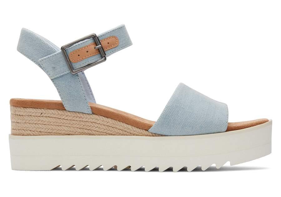 TOMS Diana Blue Denim Wedge Sandal - Rust & Refined
