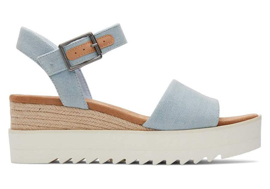 TOMS Diana Blue Denim Wedge Sandal - Rust & Refined