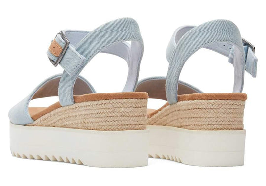 TOMS Diana Blue Denim Wedge Sandal - Rust & Refined