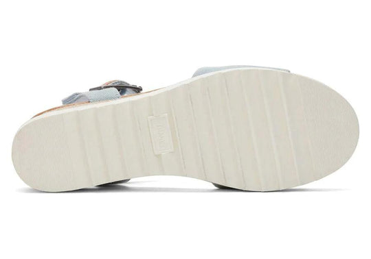 TOMS Diana Blue Denim Wedge Sandal - Rust & Refined