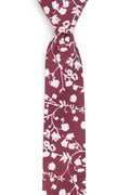 Tough Apparel - Burgunator - Ron Burgundy Red Floral Tie: 2.5" Slim/Skinny Tie - Rust & Refined