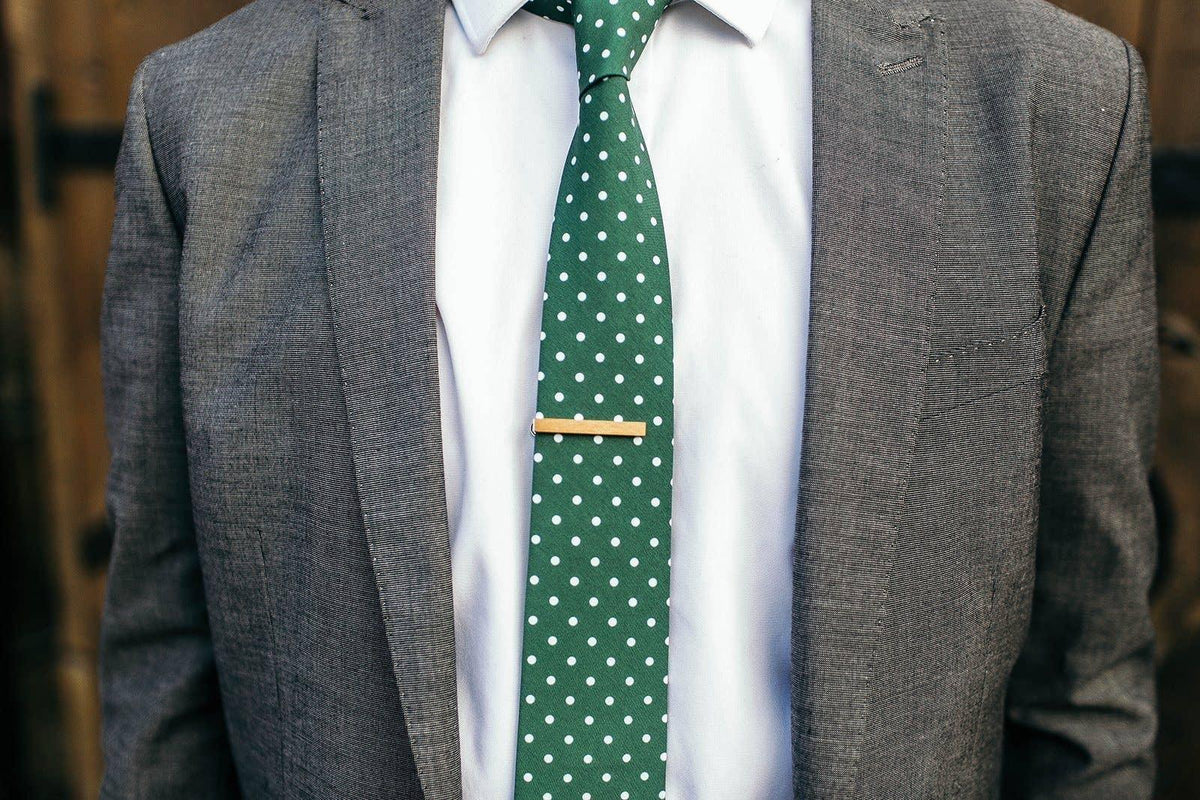 Tough Apparel Dublin Green Polka Dot Tie: 2.5" Slim/Skinny & 3.25" Standard - Scottish Sayings Included - Rust & Refined