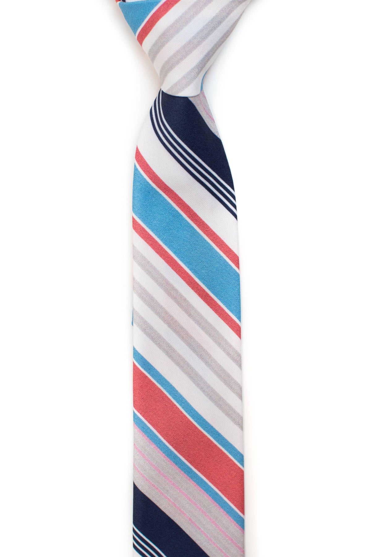Tough Apparel - Harbor - Red and Blue Striped Tie: 3.25" Standard Tie - Rust & Refined