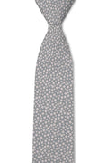 Tough Apparel - Haven - Light Grey Micro White Floral Tie: 2.5" Slim/Skinny Tie - Rust & Refined